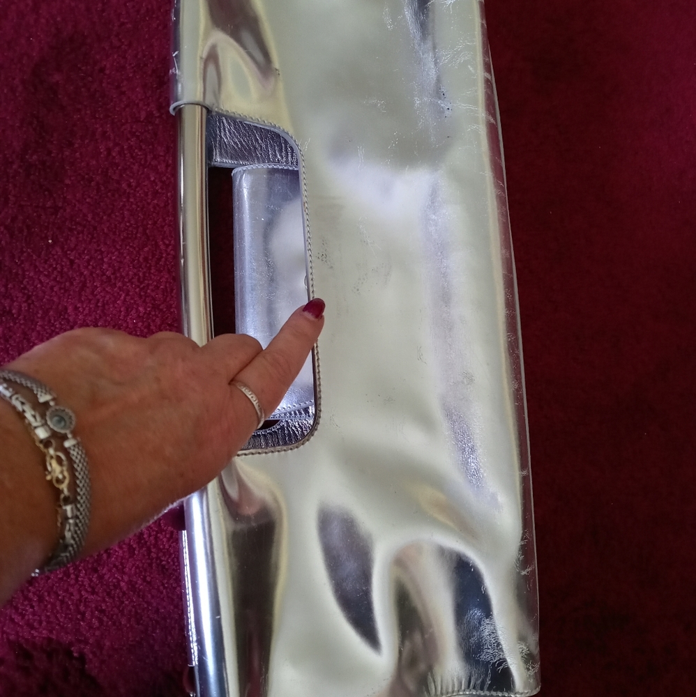 •PRADA Vitello Daino Bar in Silver· Authentic w Cards & Bag. - Picture 11 of 17